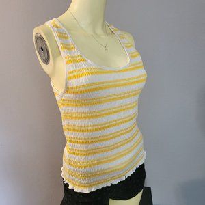 SO Yellow & White Striped Textured Tank Top